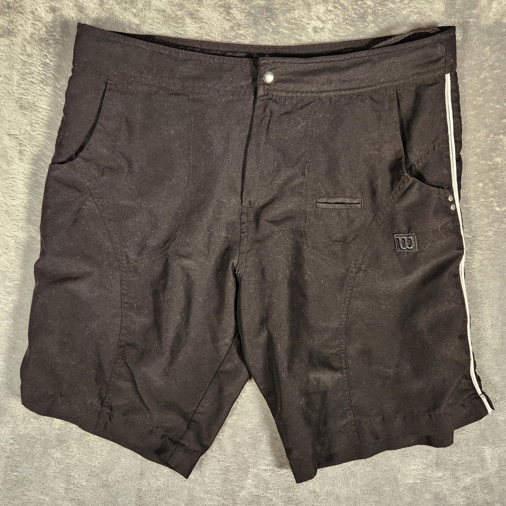 Wilson Athletic Shorts Mens Large Black Excellent Side Stripe Polyester Training
